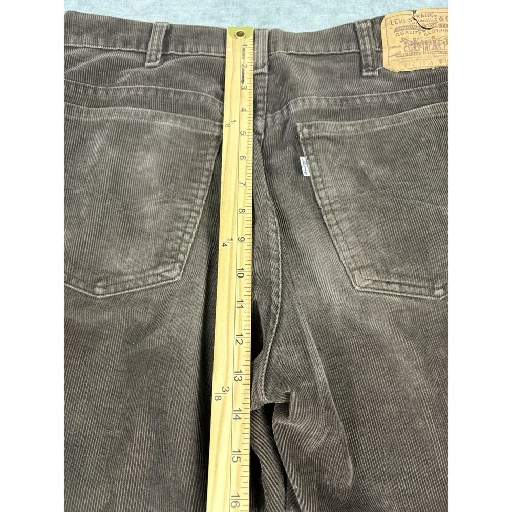 Vintage 80s Levis 517 Corduroy Pants Mens 34x32 Brown White Tab USA Bootcut